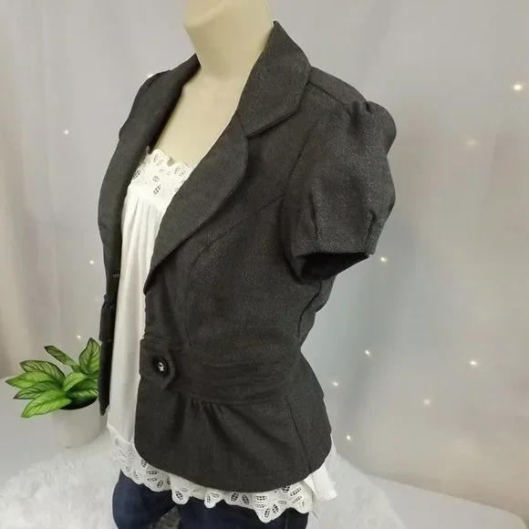 IZ Byer Black and White Tweed Fitted Blazer, Size M - Picture 7 of 13